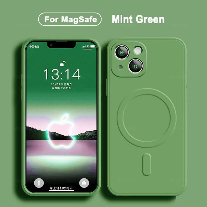 Magnetic Liquid Silicone MagSafe-Enabled Soft Case with Wireless Charging Compatibility