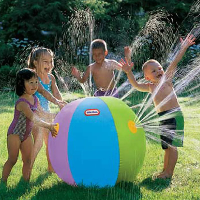 

Summer outdoor children's toys Inflatable spray ball play water fight beach ball rainbow lawn play water balloon 60cm