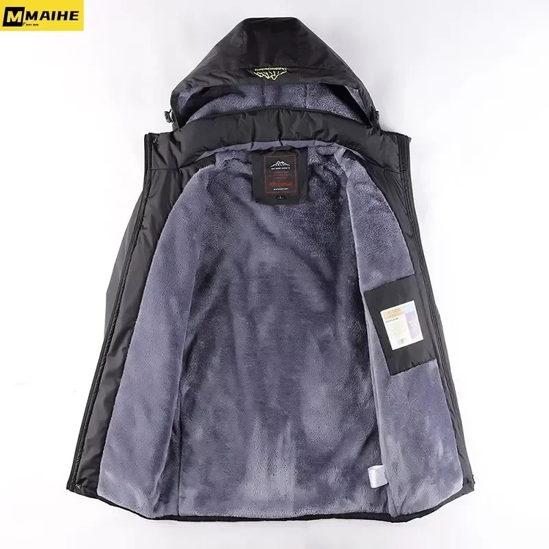 Plus Size 8xl Winter Men Parka Coats Fleece Lining Thicken Outdoor Jacket Male Big Size Clothing Sportswear Keep Warm Outwear