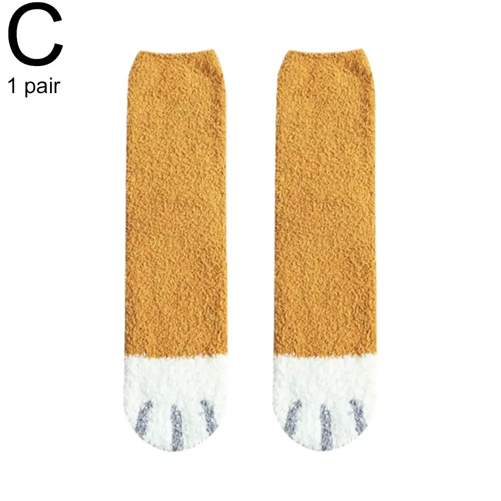 Herbst Winter Korallen Samt Socken Lustige Nette Stil Tier Katze Pfote Cartoon-Muster Frauen Baumwolle Socken Hause Boden Socken – Detail 28