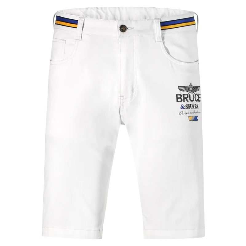 Men&lsquo;s Jeans Shorts Business Casual Stretch Cotton Middle-waisted Denim Short Straight Loose Big Size 42 Summer