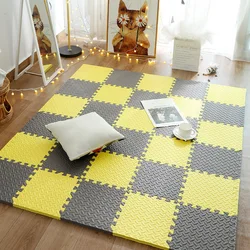 Colorful Foam Puzzle Play Mat for Kids - Soft Educational Floor Carpet for Babies (Yellow and brown)