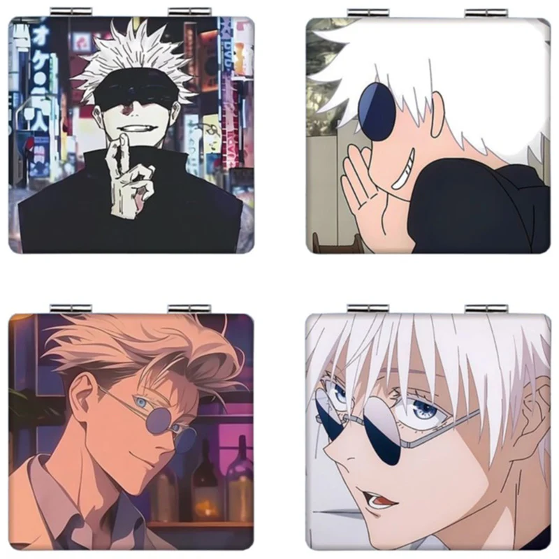 7&times;6cm Jujutsu Kaisen, Folding Double-sided Makeup Mirror, Anime Cute, Mini Portable Travel, Girls, Magnifying, Square