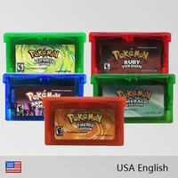 Pokemon Series GBA Game 32 Bit Video Game Cartridge Console Card Emerald Ruby LeafGreen FireRed Sapphire USA Version for GBA/NDS 1