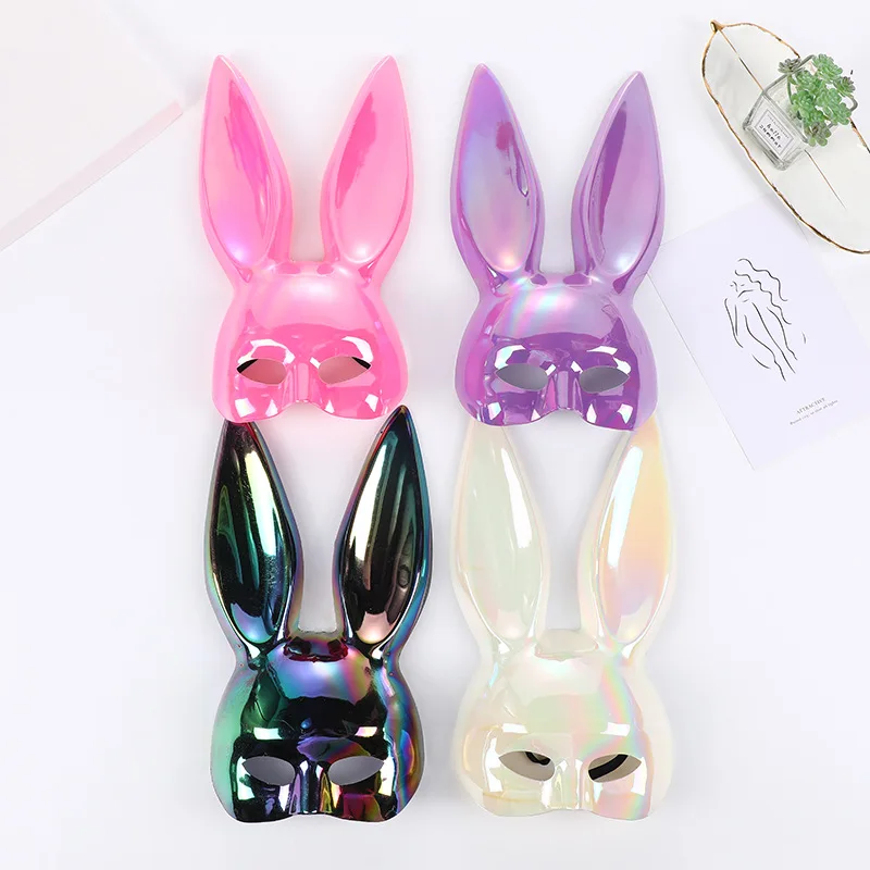 Maschera Di Coniglio Cosplay Masquerade Mask Easter Bunny Maschera Colorata Halloween Party Bar Nightclub Sexy Half Face Mask Jewelry