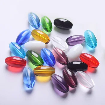 주얼리 제작용 타원형 광택 크리스탈 유리 루즈 비즈, DIY 공예 결과물, 19mm x 10mm, 10 개