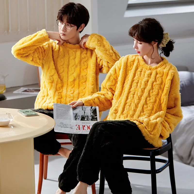 

Women Winter Flannel Pajamas Set Kawaii Velvet Pyjamas for Men Girls Fashion Sleepwear Leisure Homesuit For Lovers Couple Pjs