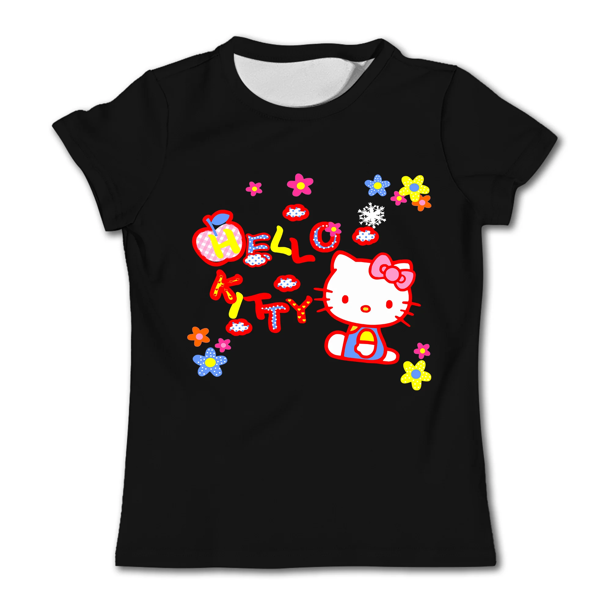 Hello Kitty Children's Pure Cotton Printed Boys and Girls Top T-shirt Short sleeved Pure Cotton Printed T-shirt Short sleeved 2