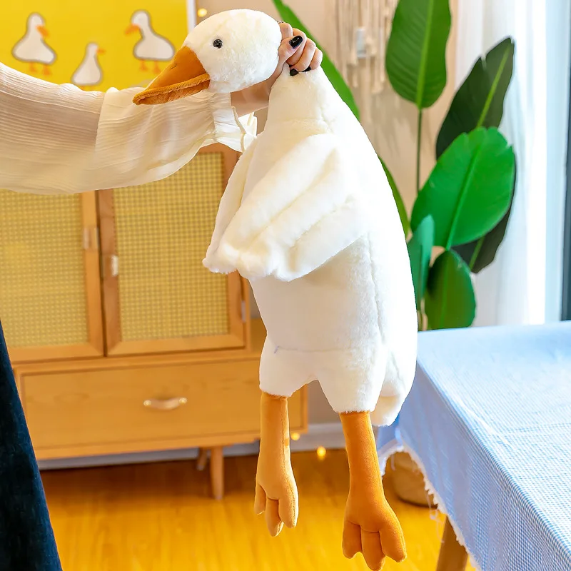 큰 거위 인형, 침대에서 잠자는 큰 흰색 거위 베개, 미스터 거위 봉제 장난감, 소녀용 생일 선물, 귀여운 동물 봉제 인형