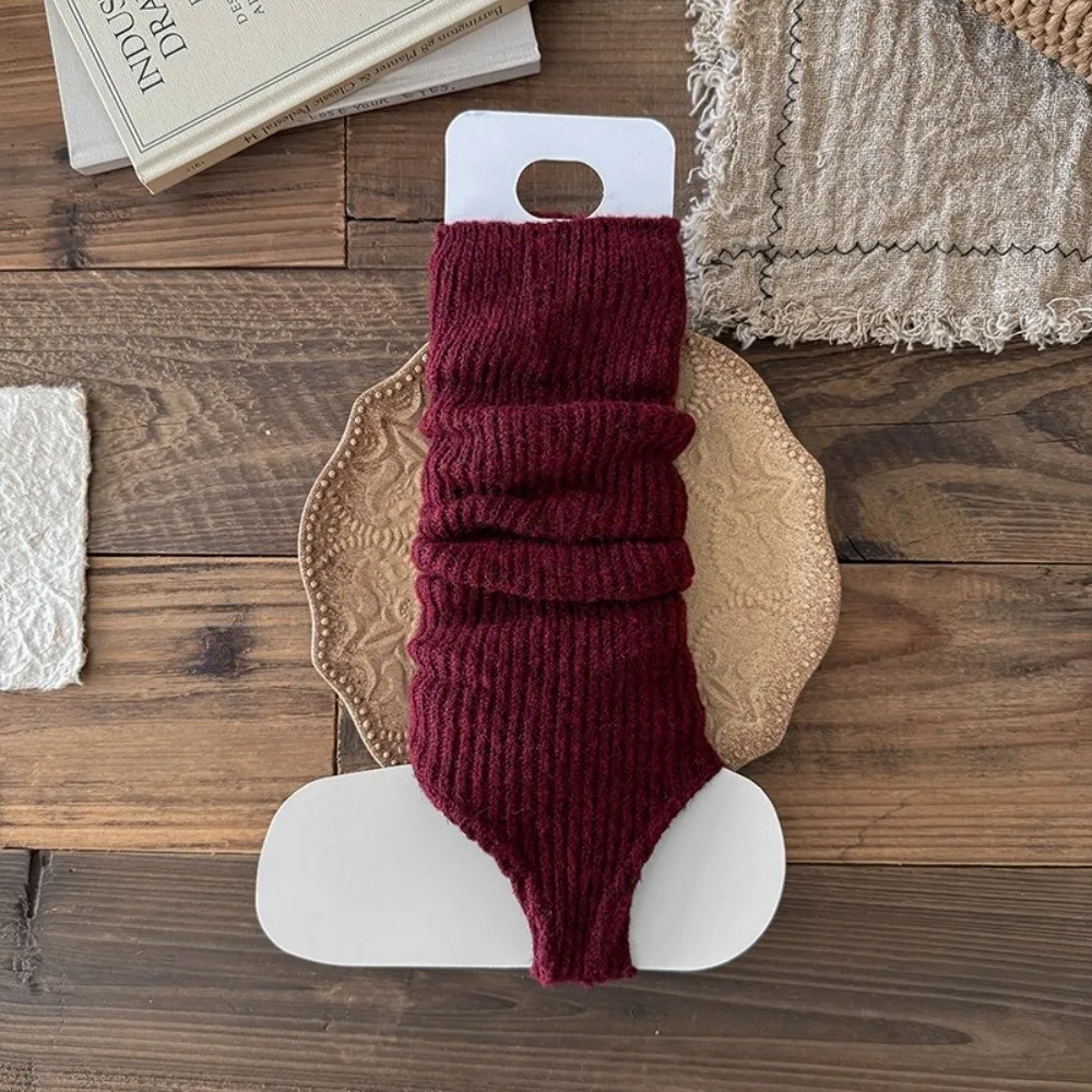New Solid Color Leg Warmers Knitted Bow Thickened Middle Tube Socks Harajuku Boot Covers Women Dance Ballet Stocks