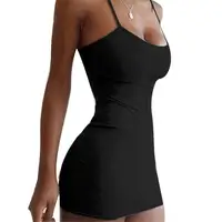 Women Sexy Dress Slim-fit Solid Color Female Suspender Dress for Beach Party Spaghetti Strap Short Skirts