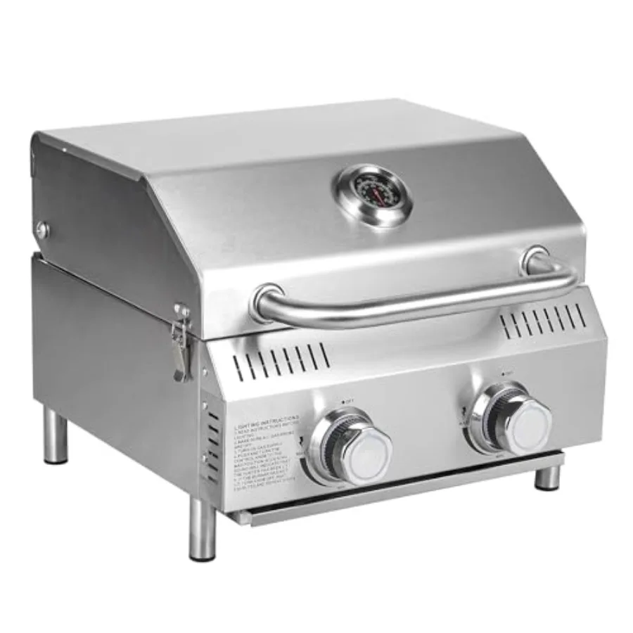 2-Burner Portable Propane Grill – Stainless Steel Tabletop BBQ 1