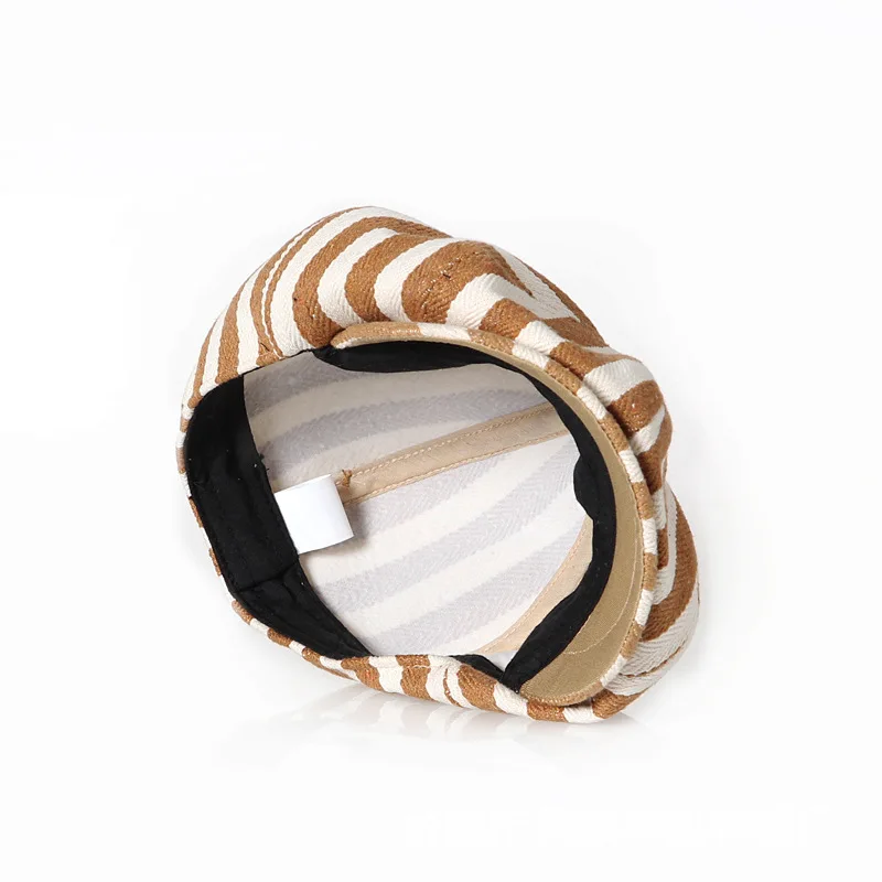 Newsboy Hats for Women Classic 8 Panel Striped Peaked Berets Cap Parent-child Yarn-dyed Denim Thick Striped Cloth Painter Hat