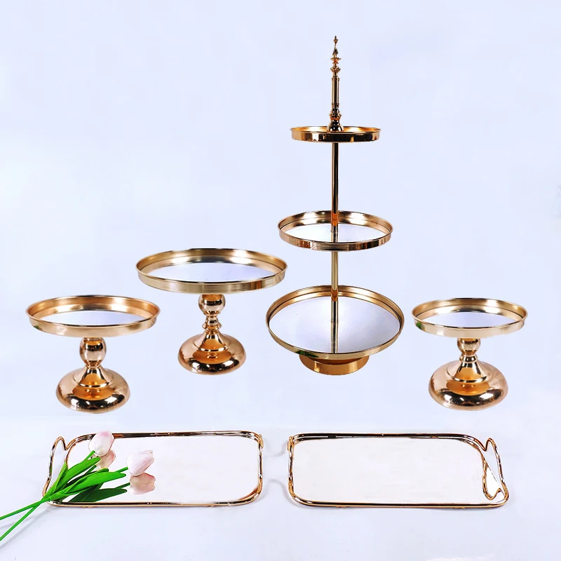 

6-10pcs Crystal Wedding Cake Stands Gold Cake Display Stand Pedestal Cupcake Stand Dessert Stand Serving Tower for Birthd