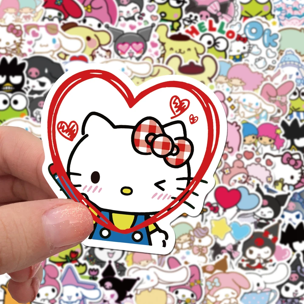 56pcs Mixed Cartoon Sanrio Stickers Cute Hello Kitty Cinnamoroll