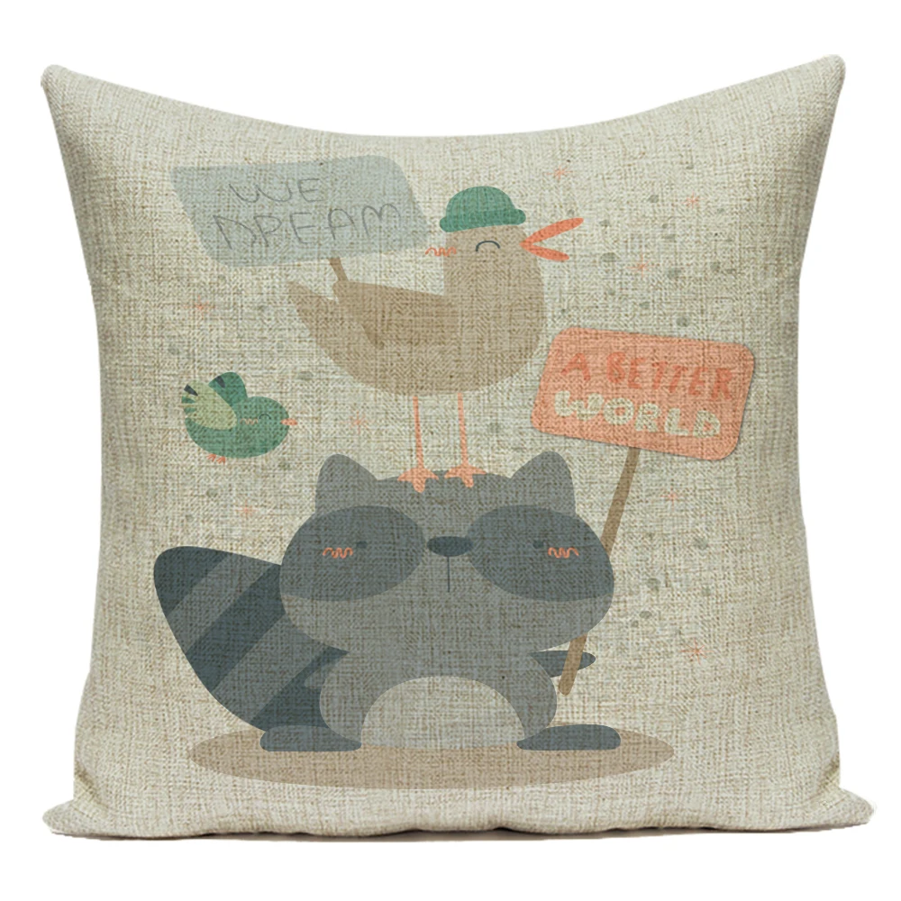 

Living Room Decoration Cushion Bedroom Chair Gamer Cartoon Upholstery Animal Vintage Square Decoration Pillow Case Textile E2281