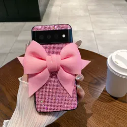 Chic 3D Pink Butterfly Glitter Lattice Phone Case - Google Pixel 8 Pro (Pink)