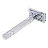 YINTAL Bright Silver Men's Classic Double-sided Manual Razor Long Handle Safety Razors Shaving  Brass Anti-slip Handle 4