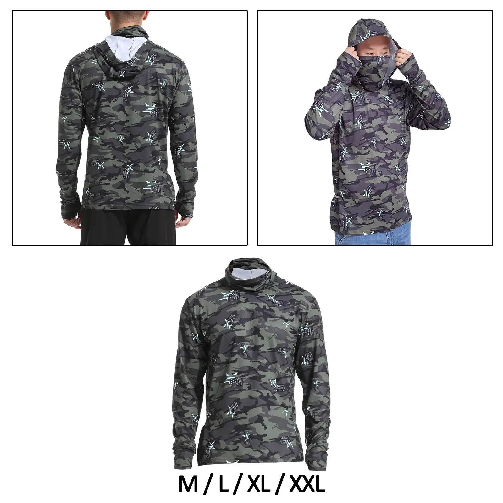 Men`s Sun Protection Hoodie Shirt Cooling Shirt Jacket for Fishing Hiking