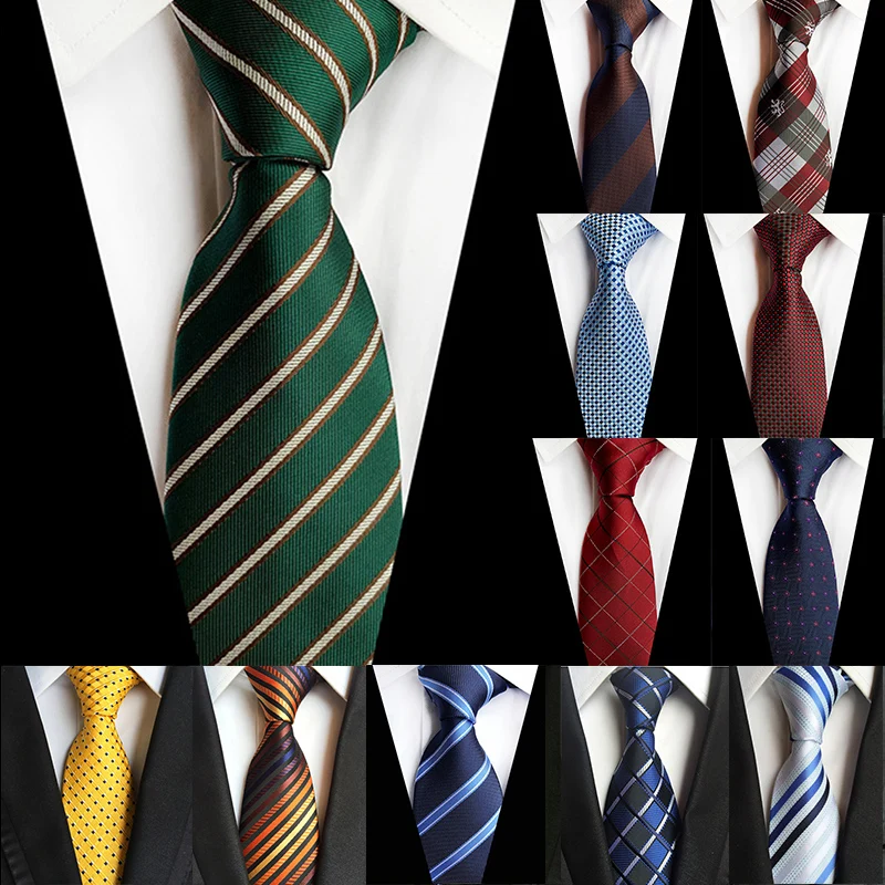 8CM New Mens Tie 8cm Striped Classic Business Neck Tie for Men Suit Wedding Party Necktie Formal Dress Cravat