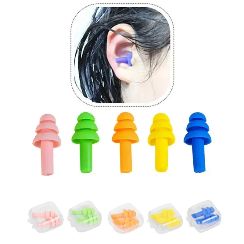 Soft Silicone Earplugs Waterproof Swimming Ear Plugs Reusable Noise Reduction Sleeping Ear Plugs Hearing Protector with Box