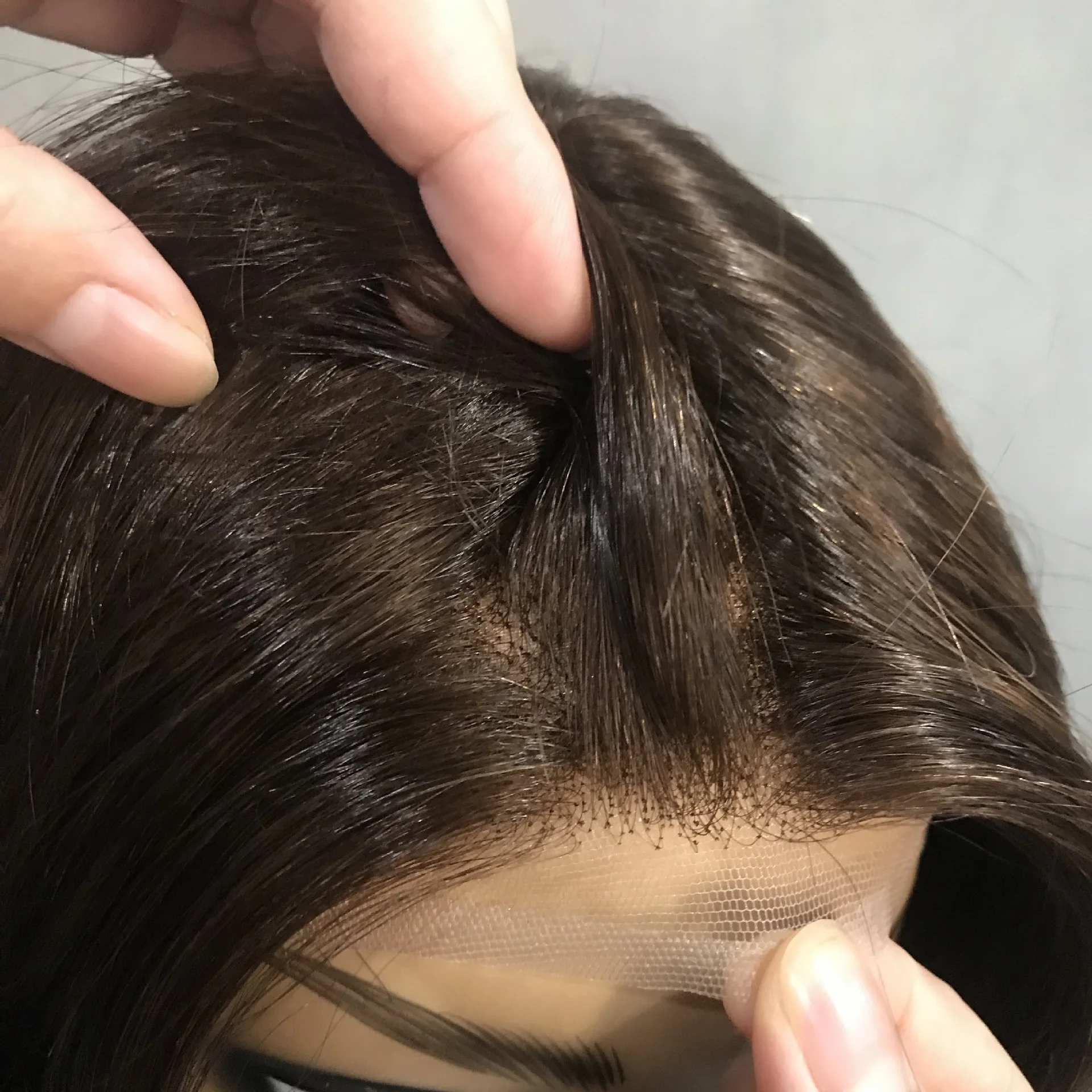 Hstonir Wig For Women European Remy Human Hair Mono Top With 1/2" French Lace Front Weft Side And Back Short Wig G016