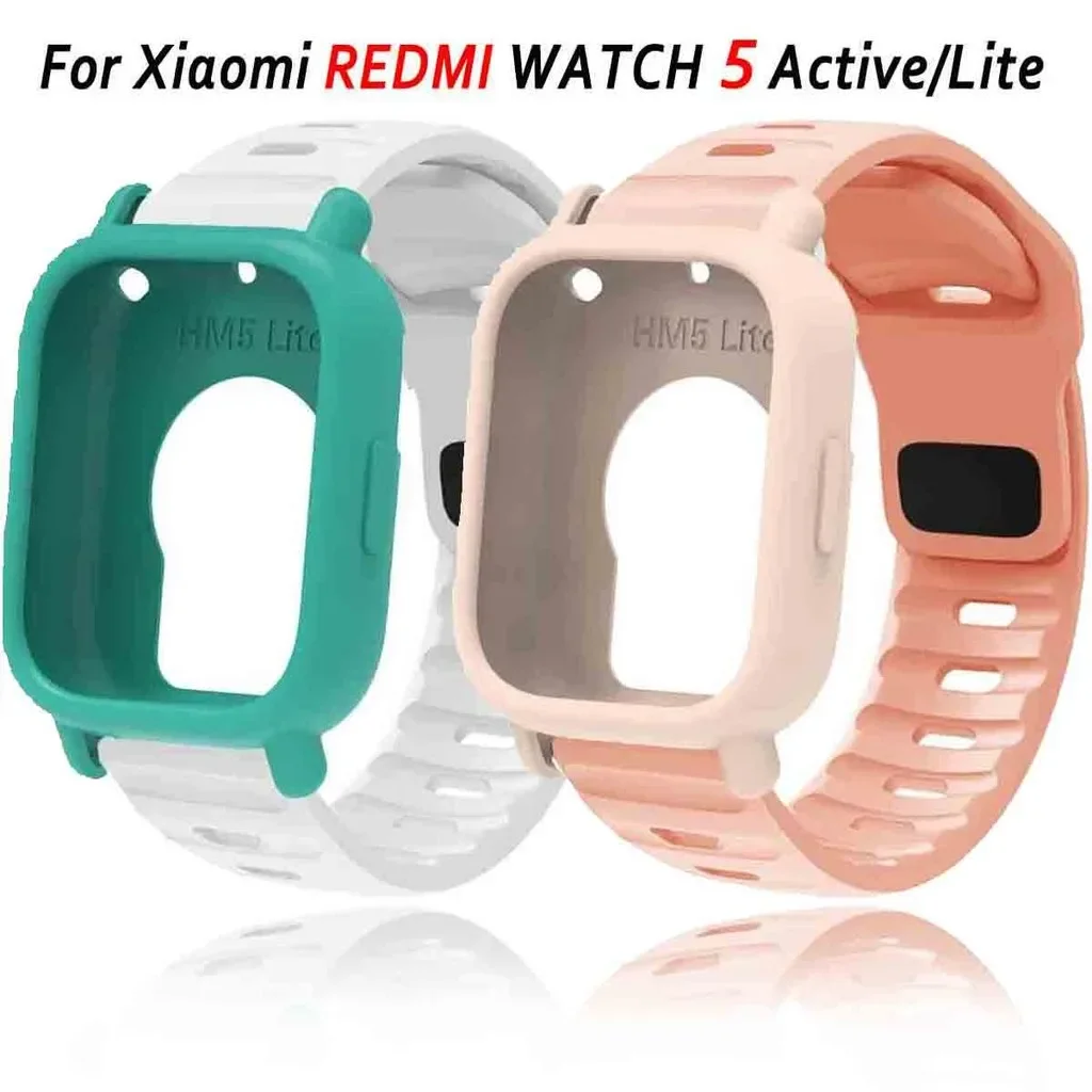 Silicone Strap & Bumper Cover for Smartwatch - Sporty Replacement Wristband Protector