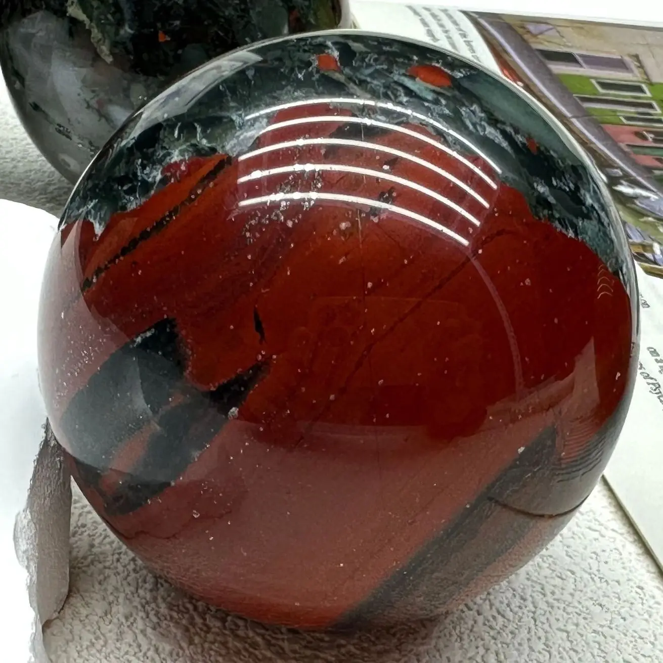 

Natural African Blood Stone Energy Ball, Healing Reiki Repair, Chakra Courage, Home Decor Gift