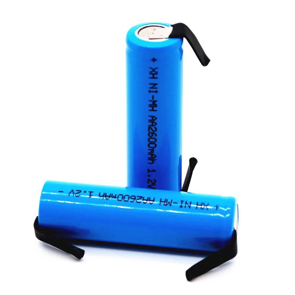 

Free Shipping100% NiMH Rechargeable Battery AA 1.2V 2600mAh With Welding Pins For DIY Toys Toothbrushes Electric Shavers
