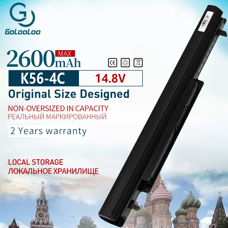 

Golooloo 2600mAh A32-K56 Laptop Battery for ASUS K46 K46C K46CA K46CM K56 K56CA K56CM S46C S56C R505CA A41-K56 A42-K56