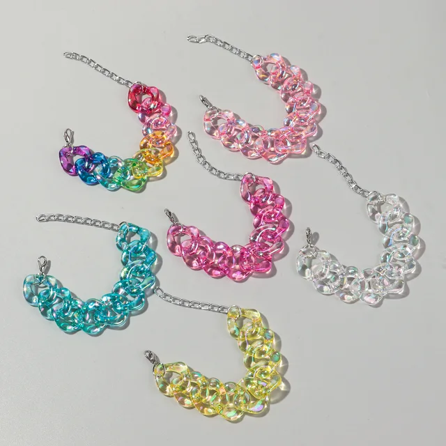Acrylic Chain Earrings Bracelet Choker 4pcs Set 32
