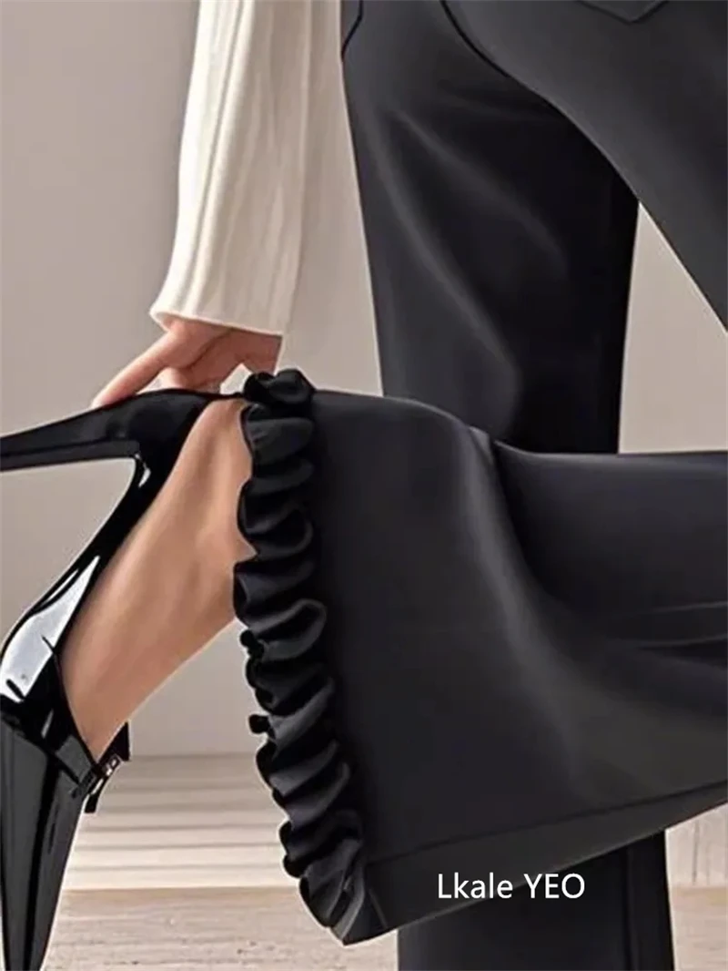 Women's Loose Wide-leg Pants 2025 Spring Summer Unique Korean Version Ladies Suit Trousers Fashion Elegant Femme Casual Pants
