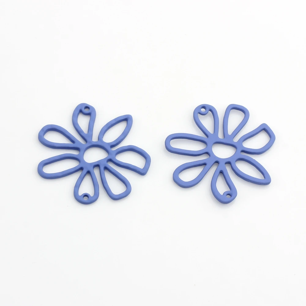 Zink-legierung Farbe Spray Farbe Hohl Blumen Charms Stecker 6 teile/los Für DIY Ohrringe Schmuck Machen Zubehör – Detail 6