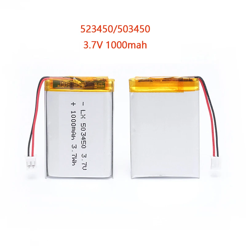 Литий-ионная аккумуляторная батарея 523450/503450 1000 мАч 3 7 в JST PH2.0 2Pin для GPS смартфона DVD