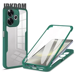 JDKDOM Shockproof Clear Phone Case with Enhanced Protection for Redmi 14C 4G (Green)
