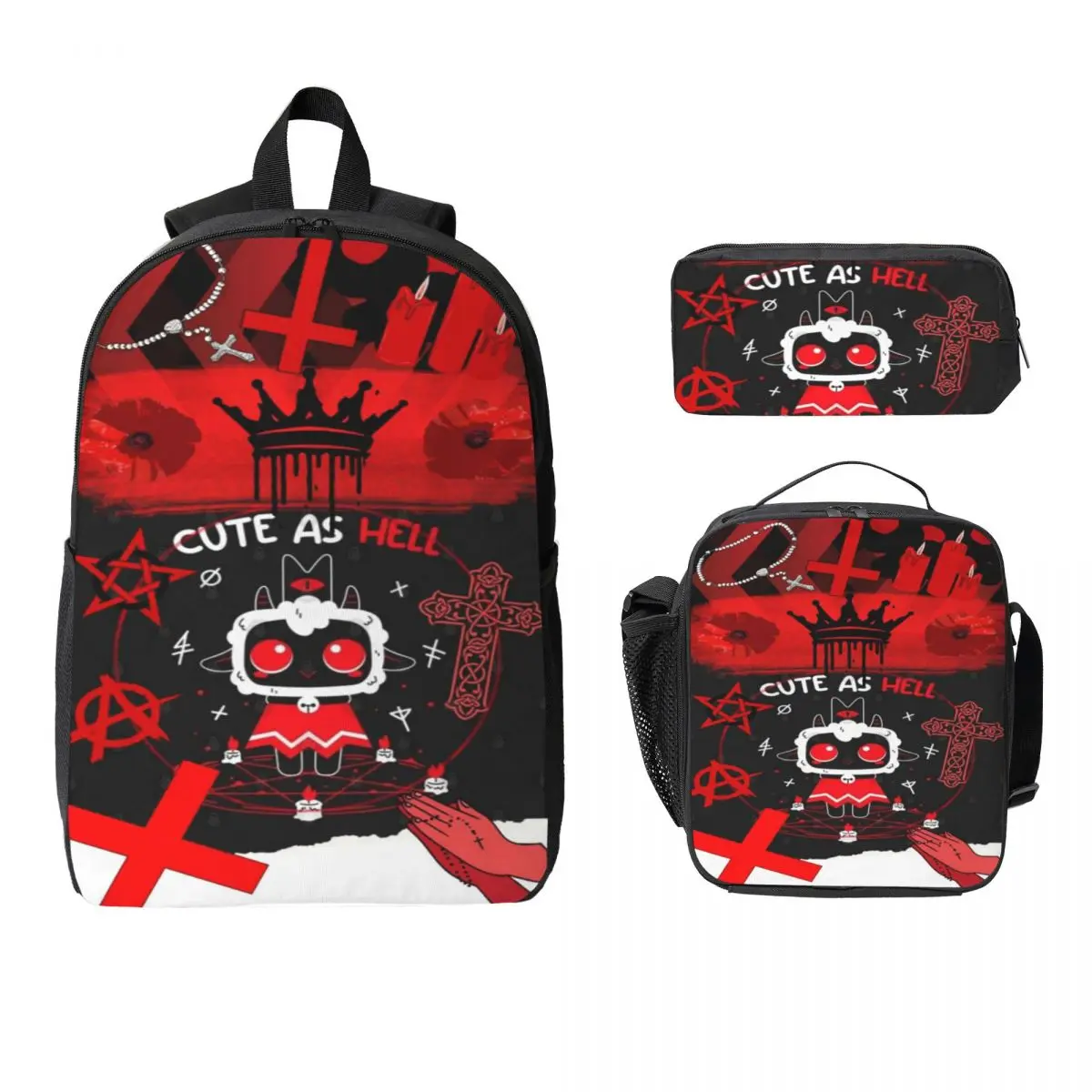 Cult Of The Lamb Game Kids Backpack Lunch Box Pencil Boxes for Boys Girls Backpacks School bag Bookbag Set 1
