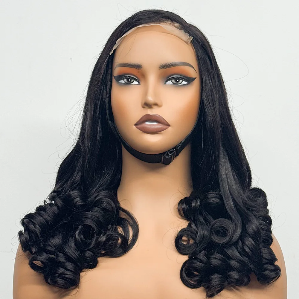 300% Density Glueless Wig 5X5 Transparent Lace Frontal Closure Wig Spiral Curl Side Part Human Hair Wig Loose Curly Wigs 22Inch