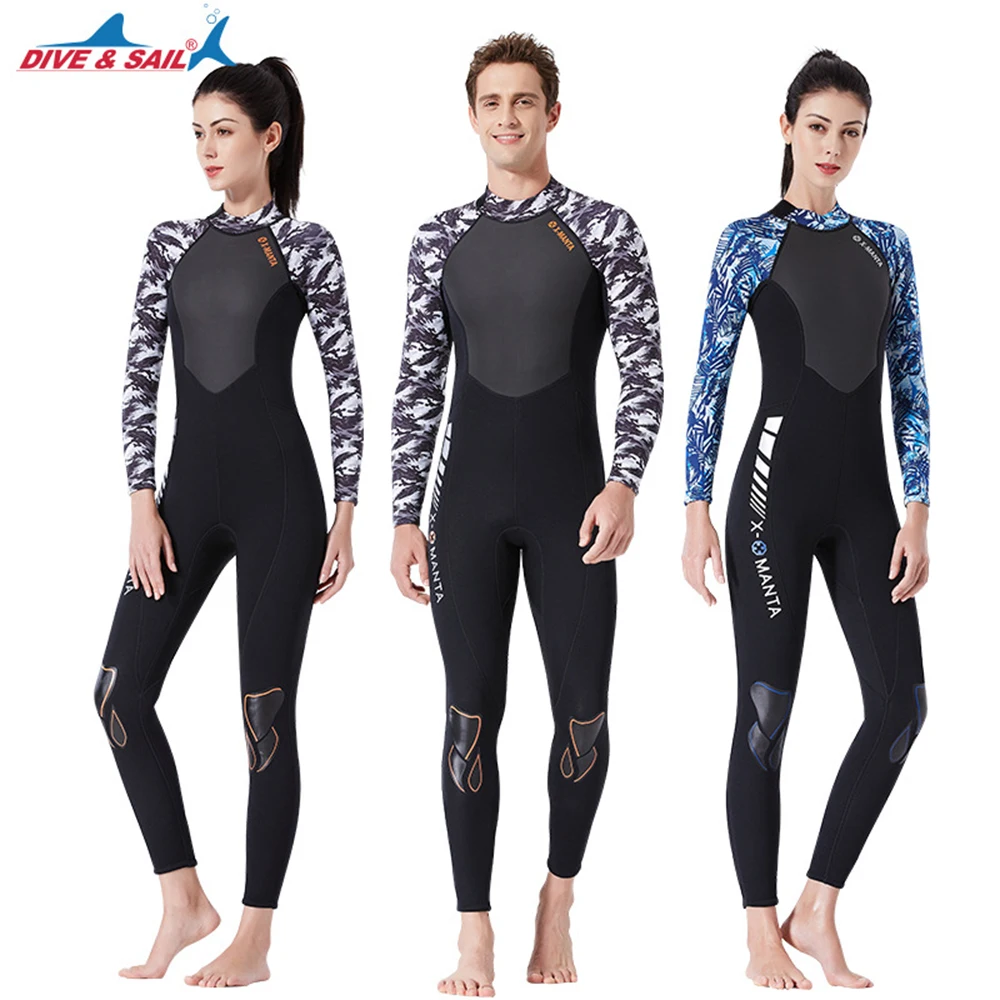 

New 3MM Neoprene Diving Men's Diving Suit Fashion Printed Women's Sunscreen Swimming Surfing Suit Water Sports Warm Swimwear