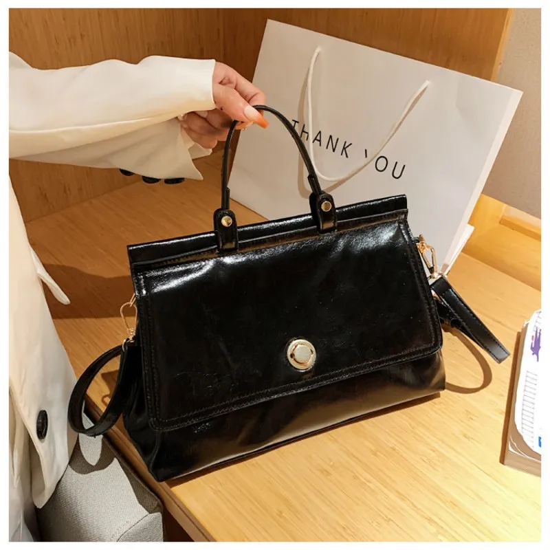 Ladies Large Capacity New Fashion Tote Messenger Bag Female Square Shoulder Crossbody Bags PU Leather Texture Handbags for Women