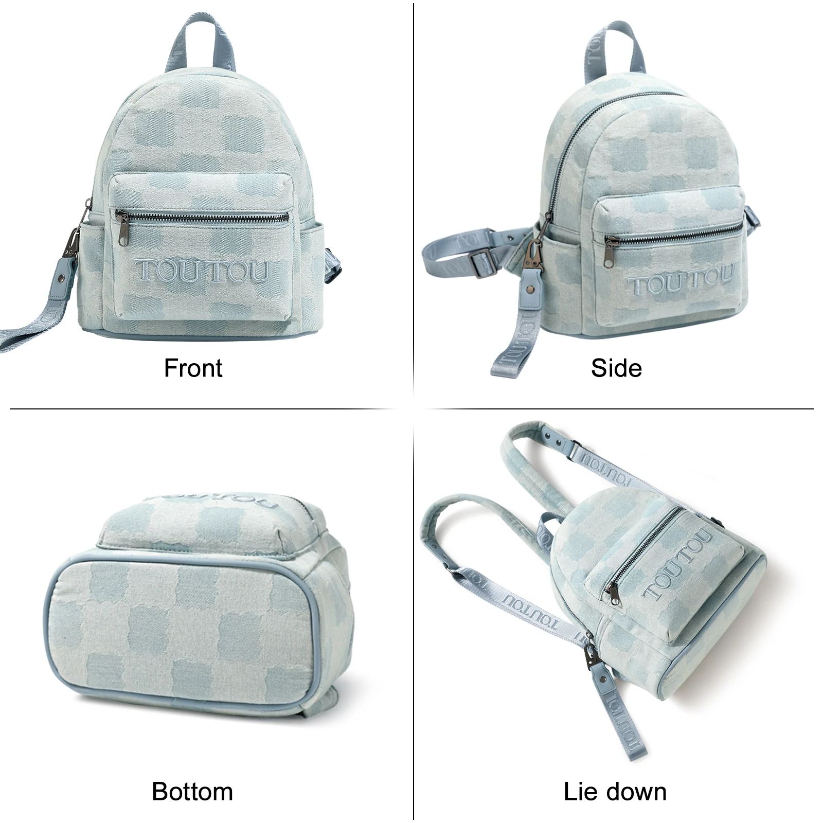 TOUTOU Simple Zipper Backpack, Versatile Bookbag With Adjustable Strap, Casual Solid Color School Bag