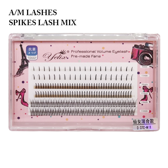 Yelix A/M Shape Professional Makeup Individual Lashes Cluster spikes lash wispy premade russian Natural Fluffy false eyelashes