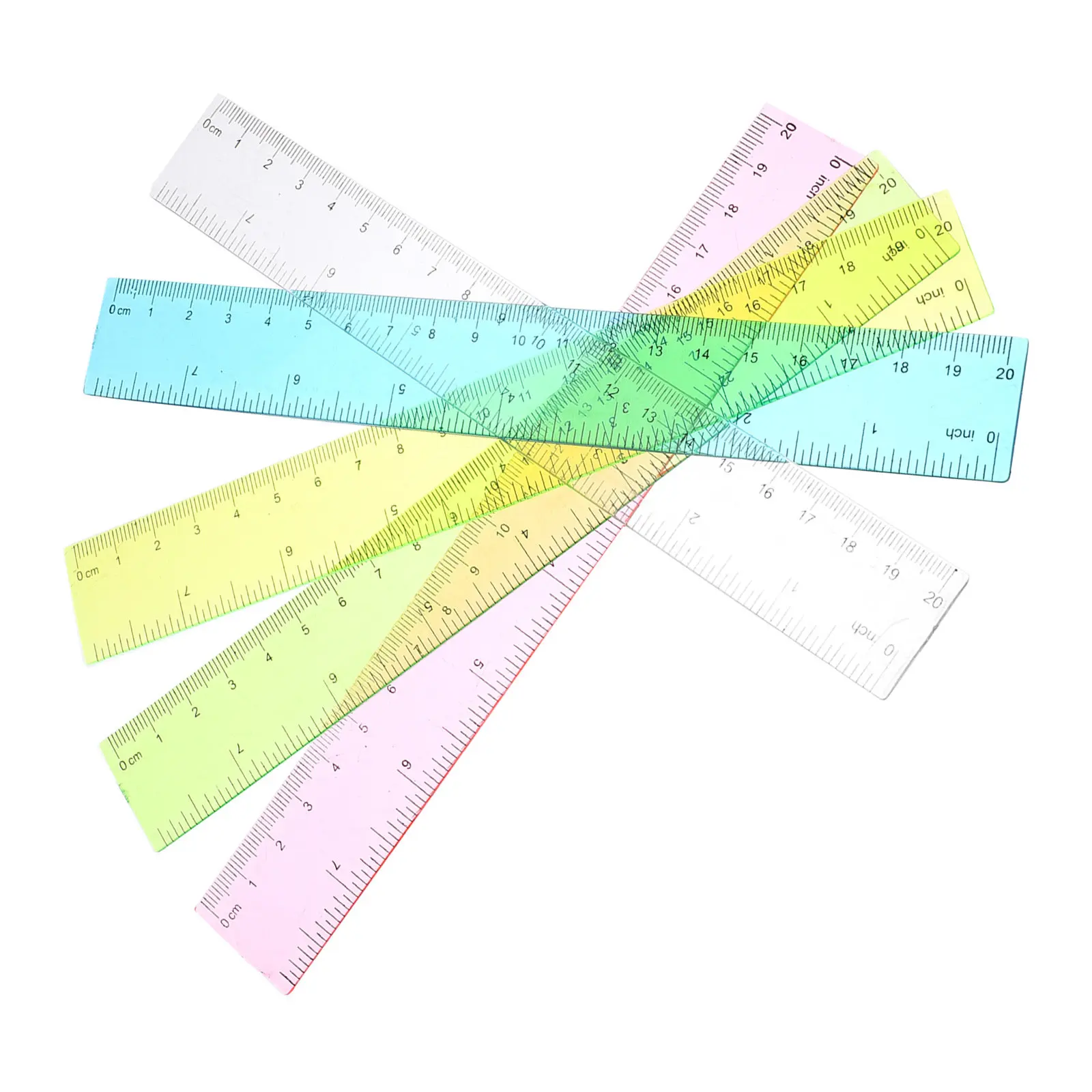 5Pcs 다채로운 플라스틱 눈금자 세트 전문 드로잉 눈금자 학생 건축가를위한 경량 휴대용 정확한 측정 도구