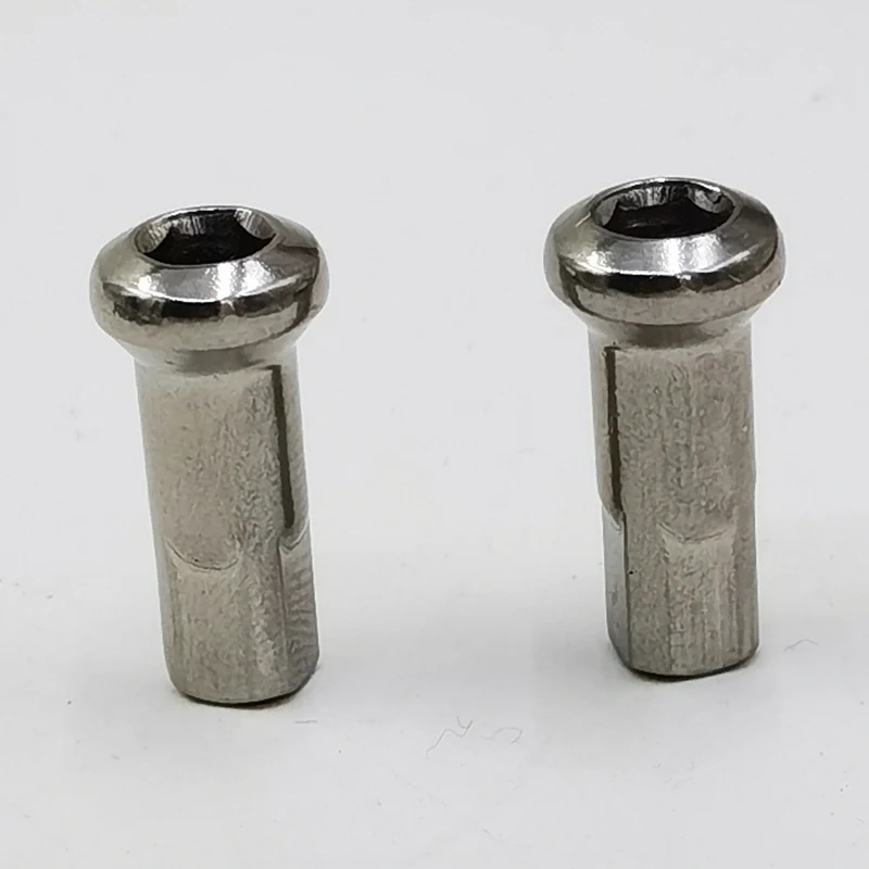 Length 19mm Material 304 Stainless Steel 9G Spoke's Nipples Suit for Diameter 3.4-3.5mm Spokes Thread Spec 6-40 Sliver Caps