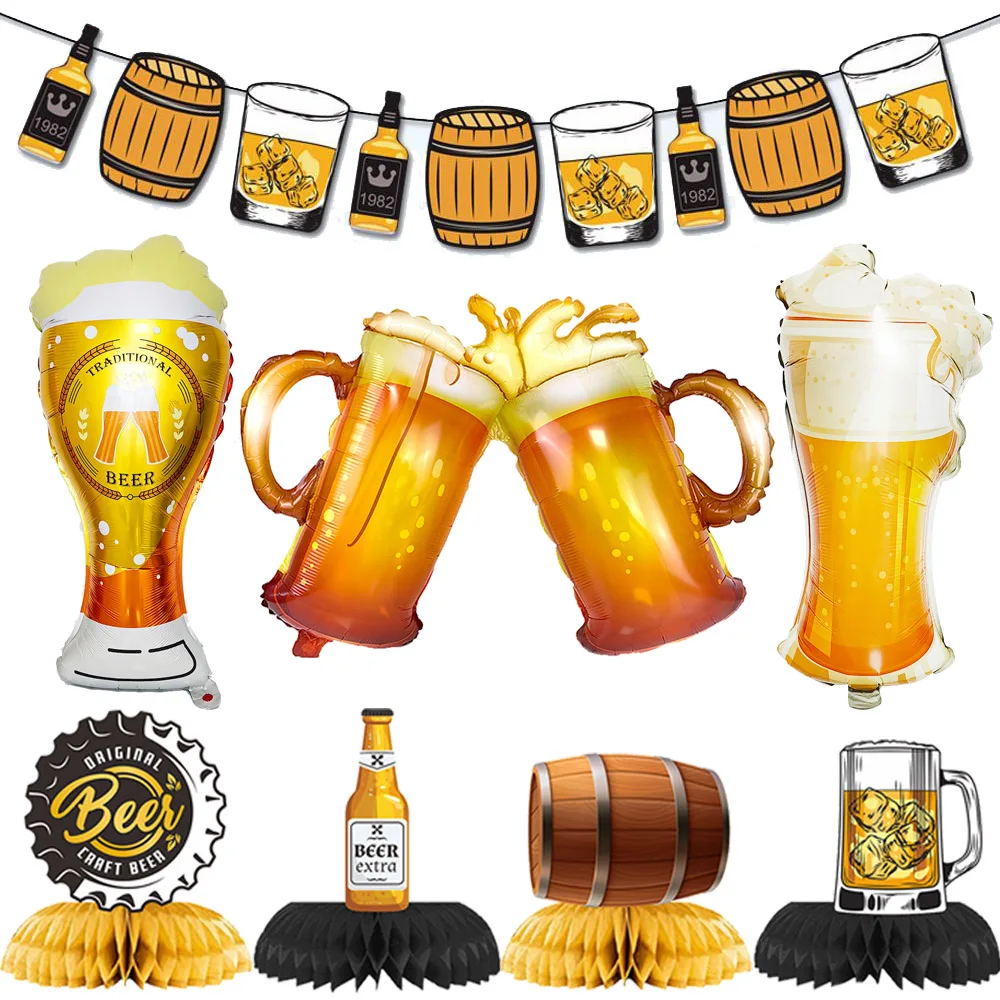 Whisky Party Dekor Whisky Bier Flasche Glas Tasse Ballon Banner Whisky Waben Tisch Dekor Männer Frauen Geburtstag Party Supplies