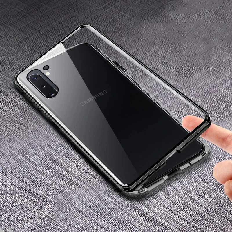 

2023 Double Sided Magnetic Metal Case For Samsung S23 S22 S20 S21 S10 Plus Note20 S23Ultra 21FE A51 A71 A53 A14 Glass Cover