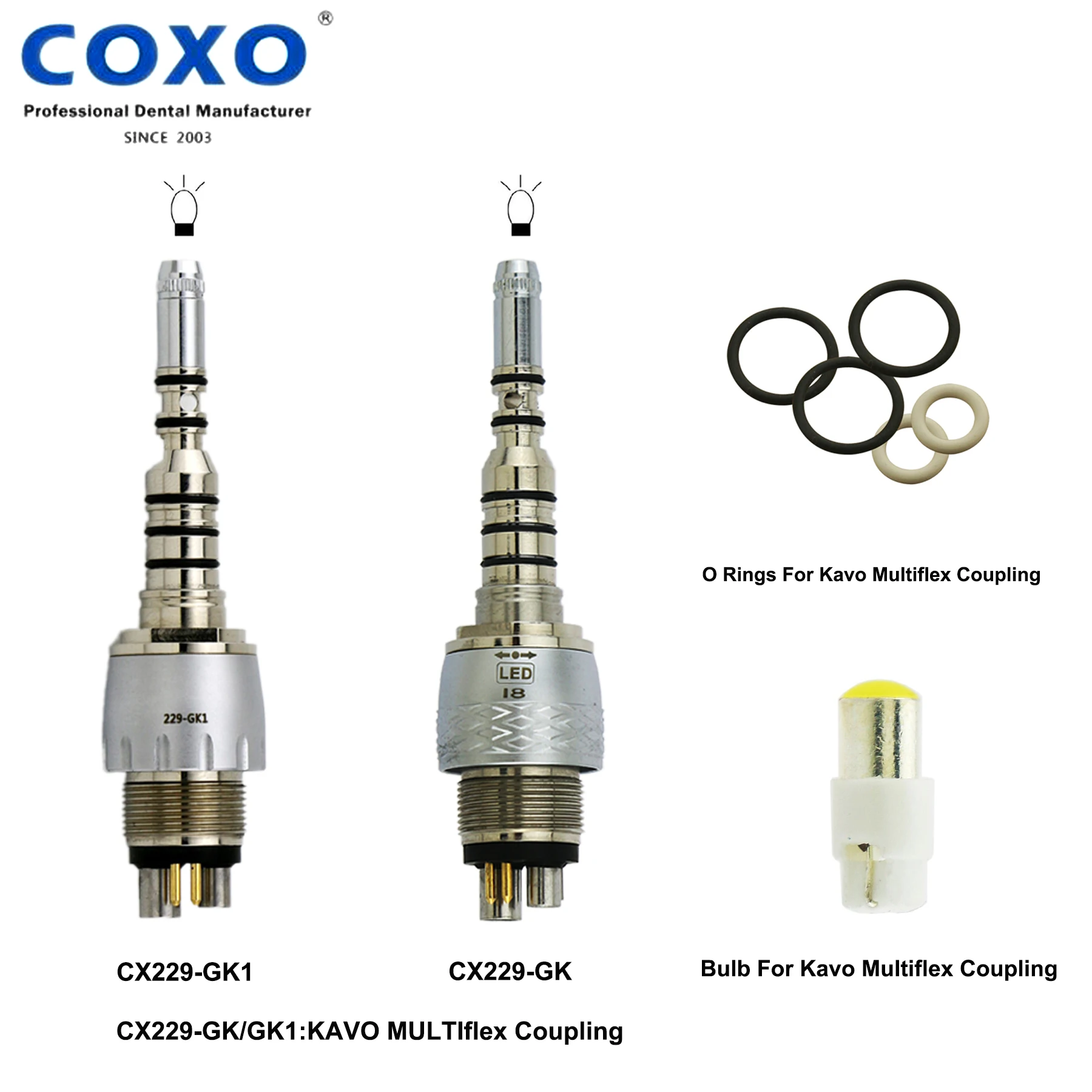 

COXO YUSENDENT Dental Quick Coupling 6Pin LED Bulb Replacement For Kavo Multiflex Fiber Optic High Speed Handpiece
