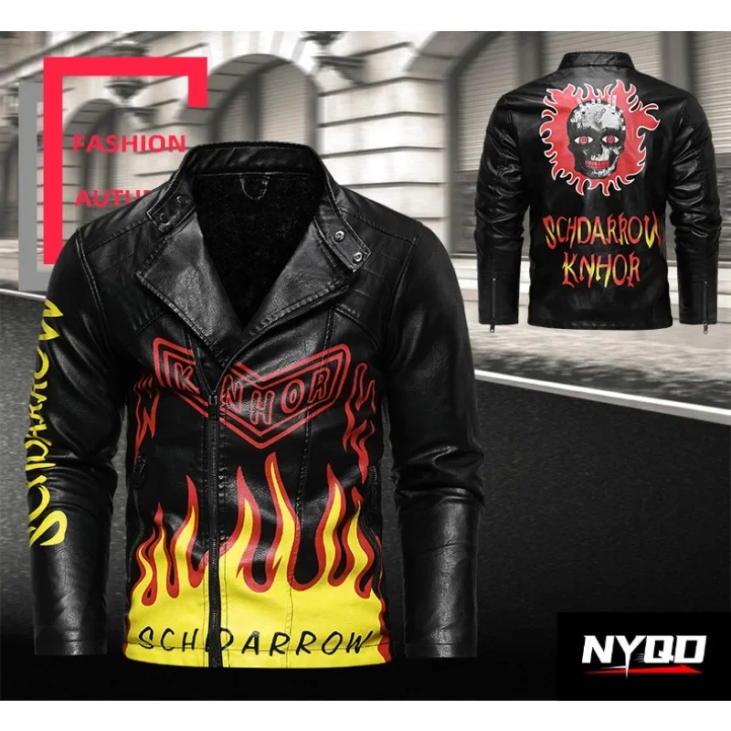 남성용 PU 가죽 가을, 겨울LeatherJacket withSlantedPlacke..