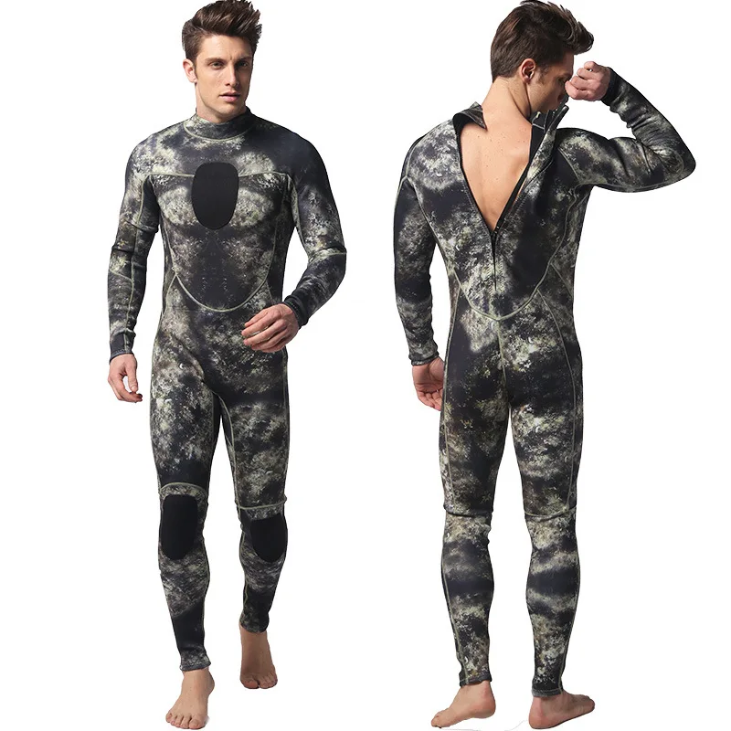 Men 3mm Neoprene 2-Piece Weisuits Camouflage Spearfishing Snorkeling Diving Suit 