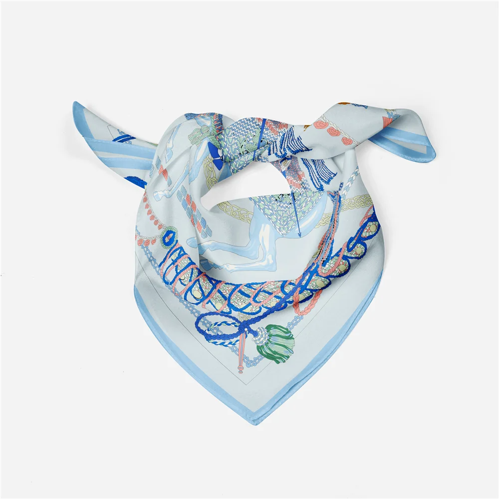 53 cm Luxus Quadrat Schal Marke Design Seide Frauen Schal Bandana Stirnband Mode Timpanist Hijab Halstuch 2024 Neue – Detail 13