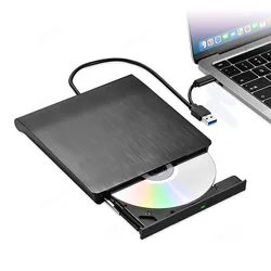 Portable USB 3.0 USB - C External CD/DVD RW Drive and Burner (Black)